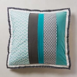 Anthropologie Euro Sham MANDALAY Pillow Cotton Geometric Colorblock Green NWT